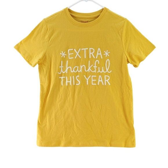 Cat & Jack Yellow "Extra Thankful" Short Sleeve Graphic T-Shirt Sz XXL - Picture 1 of 7